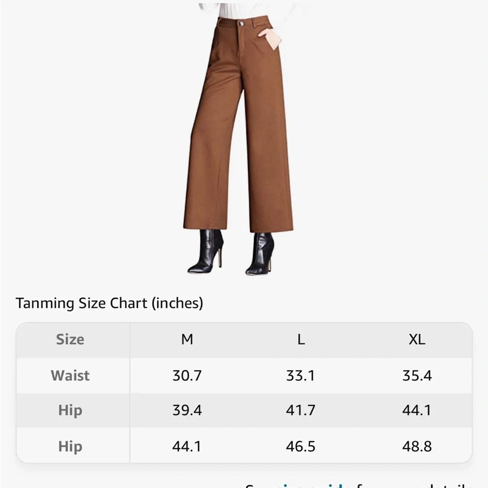 NWOT Brown High Waist Wool trousers cropped wide leg - Picture 9 of 10